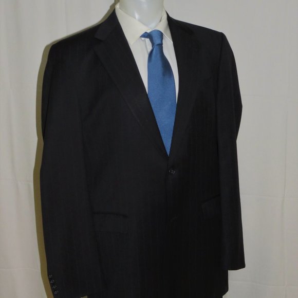 Burberrys Prorsum Super 100 Blue Stripe Two Button Suit 42XL